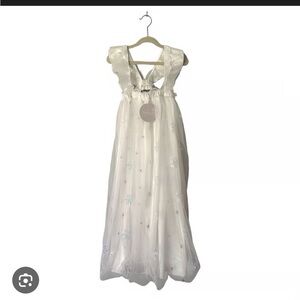 Elestory, Ele Story Sequin Snowflake Maxi Dress PINK, 4-5T